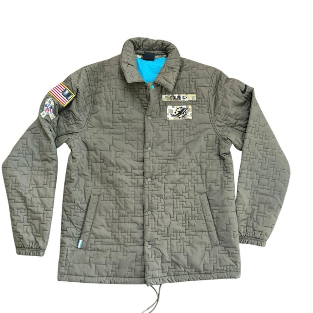 Nike Green NFL salute to service Miami Dolphins Snap Button Jacket Size large
